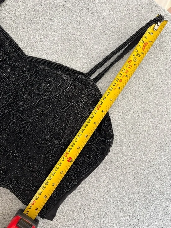 Heavy Beaded Smocked Crop Top Luxe Statement Bustier Festival Evening Event XL - Picture 16 of 16